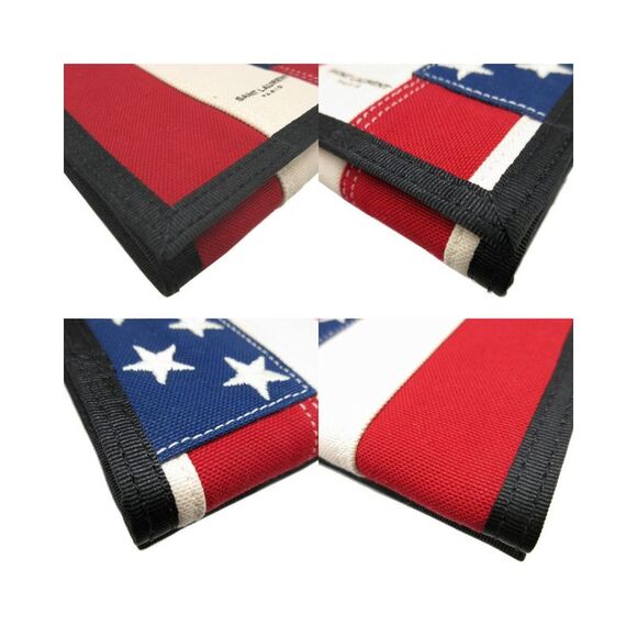 Pre Loved Saint Laurent American Flag Canvas Wallet Unisex Black - Picture 8 of 8